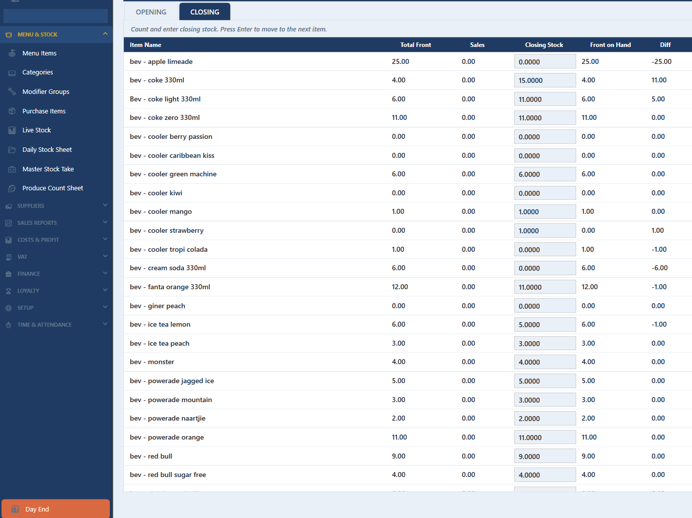 Keystone POS Stock Control